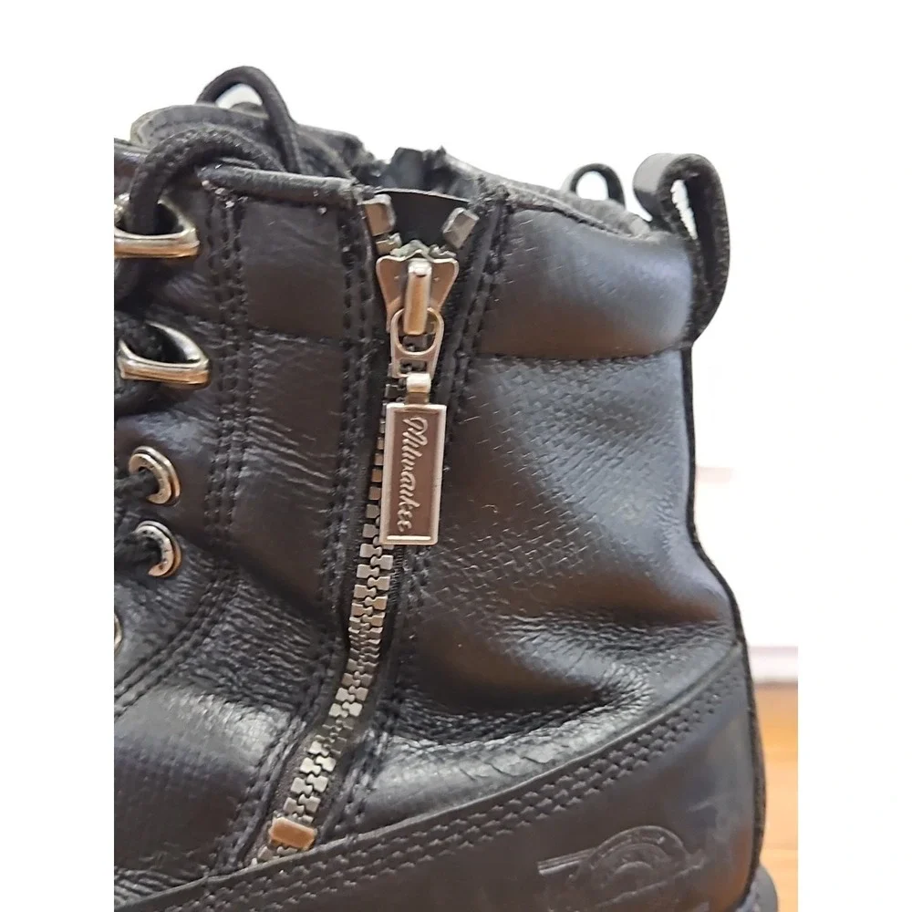 Men's Milwaukee Leather #MB408 Black Lace-Up Boots Motorcycle Work Size 9D‎